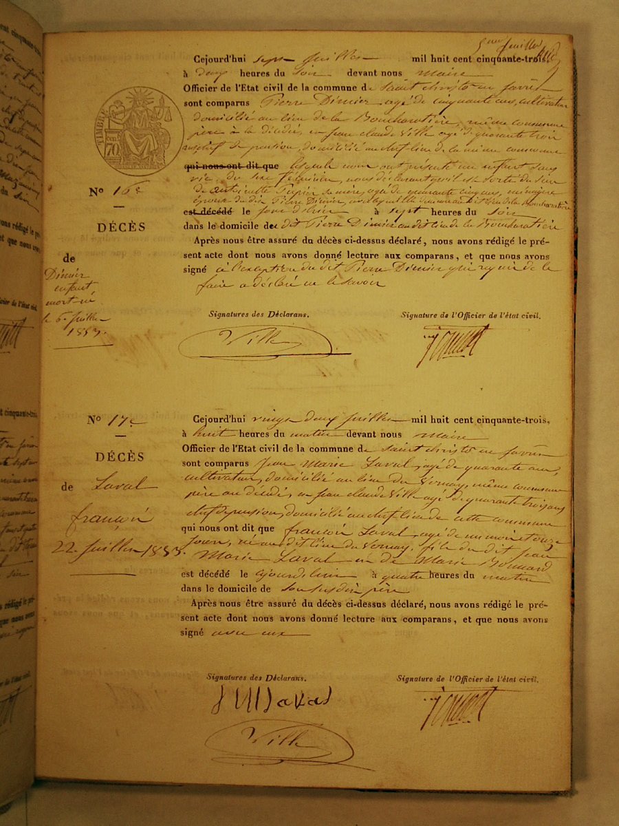 Page du registre